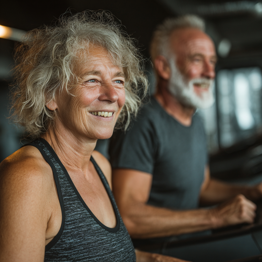 Активні люди старшого віку займаються фітнесом